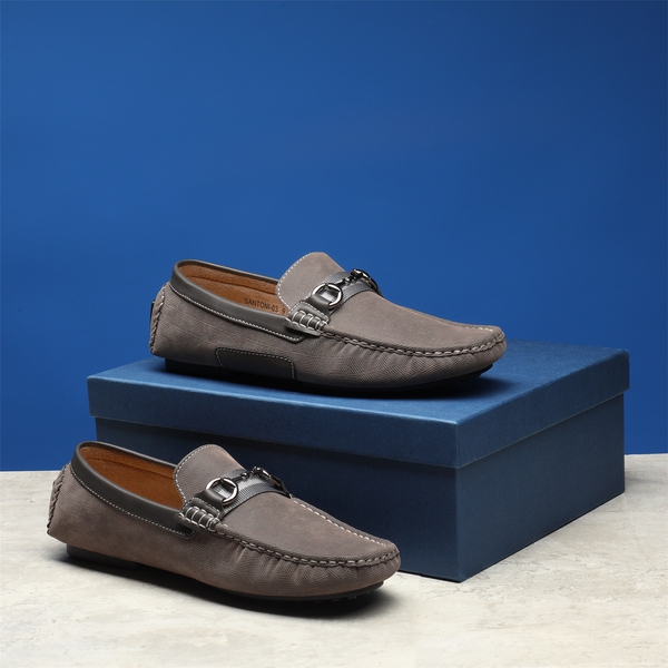 Men's Horsebit Moc-Toe Moccasin Loafers - GREY - 8